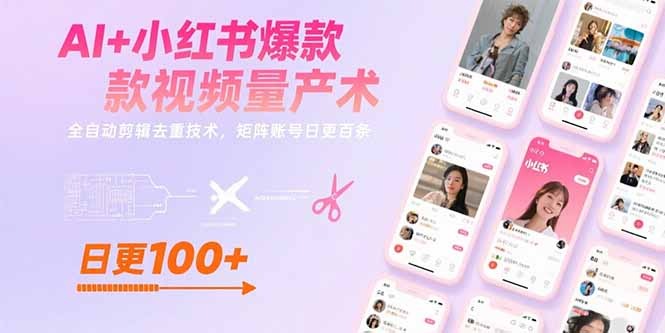 20250801060306-688c589a74b9e.jpg (15542期)AI+小红书爆款视频量产术:全自动剪辑去重技术,矩阵账号日更百条