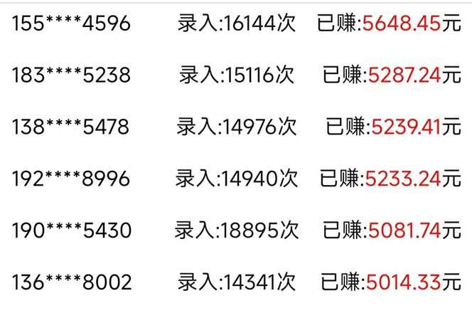 （14540期）信息录入，几秒一单，只需一部手机，小白轻松上手，日入500＋