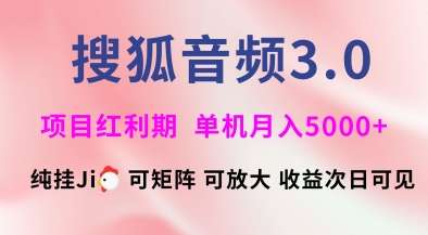 搜狐音频挂ji3.0.可矩阵可放大，独家技术，稳定月入5000+