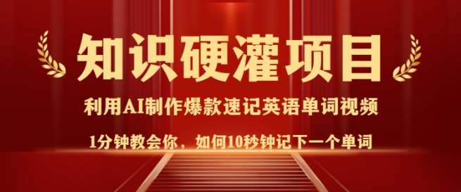 知识硬灌，10秒钟让你记住一个单词，3分钟一个视频，日入多张不是梦