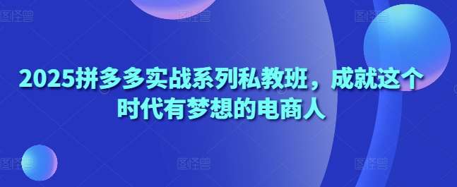 2025拼多多实战系列私教班，成就这个时代有梦想的电商人