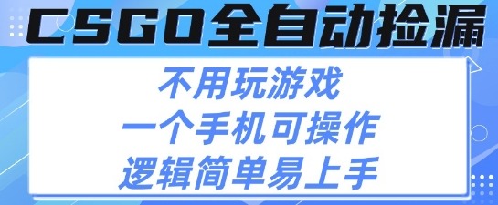 CSGO自动捡漏项目，最新独家玩法，不用挂G不用玩游戏，一个手机即可操作，新手小白轻松月入1W+【揭秘】