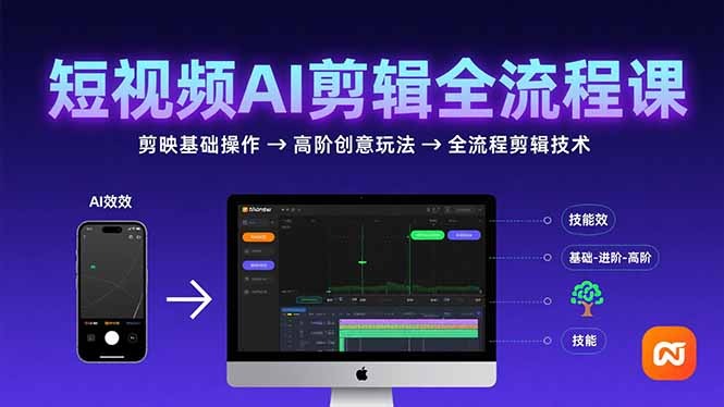 （15647期）短视频AI剪辑技能，从剪映基础操作到高阶创意玩法，全流程剪辑技术