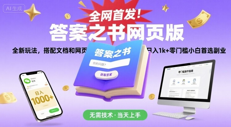 20250810120847-68988bcf08f37.jpg 全网首发!答案之书网页版,全新玩法,搭配文档和网页,日入1k+零门槛小白首选副业【揭秘】